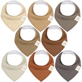 KeaBabies 8-Pack Organic Baby Bandana Drool Bibs - Stylish Unisex Bandana Bibs, Super Absorbent Bandana Drool Bibs, Gentle Teething Bibs for Infants, Organic Cotton Baby Bib (Terracotta)
