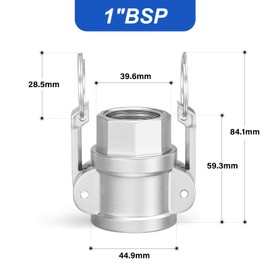 ERGAOBOY 1 Piece Type D Camlock Fittings, 1 Inch BSP 304 Stainless Steel Cam and Groove Hose Fitting for Water Fuel Air