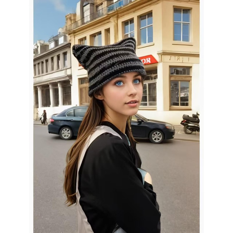 Therian Gear Y2K Emo Grunge Accessory Cat Beanie Grunge Gloves