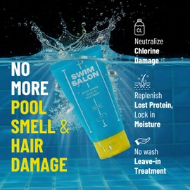 SWIM SALON Chlorine Repair Leave-In Treatment for Swimmers | Post-Swim Hair Recovery with Vitamin C | No-Rinse Conditioner for Chlorine Damage | Lightweight Hydration (140ml)