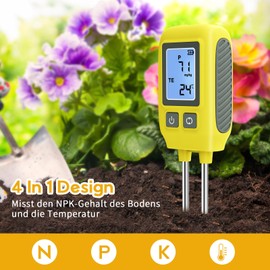Uzoli Soil Tester NPK, 4-in-1 Soil Meter, Soil Tester, Precise & Reusable Soil Tester for Nitrogen, Phosphorus, Potassium, Soil Temperature - SGS09