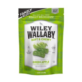 Wiley Wallaby Licorice 24 Ounce Classic Gourmet Soft & Chewy Australian Green Apple Licorice Candy Twists, 1 Pack