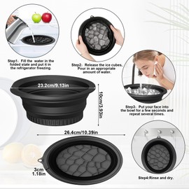 Foldable Face Bowl for Ice with Built-In Icetray, Premium Silicone Ice Facial Washbasin, Portable Facial Plunge Bowl, Skin Tightening Face Icebath at Home