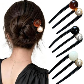 D.SigiYa Hair Ornament, Pearl U-Shaped Hair Clip, Set of 3, Hair Clip, Simple, Retro, Fashion, Elegant, Hair Clip, Everyday Use, Yukata, Kimono, Graduation, Coming-of-Age Ceremonies