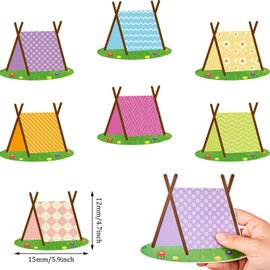 60 Pieces Woodland Tents Cut-Outs Camping Bulletin Board Decoration Woodland Tents Cut-Outs Educational and Learning Activities for Kids