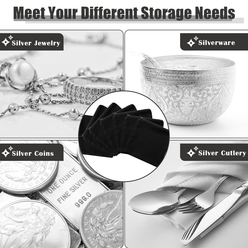 Geosar 24 Pcs Silver Storage Bags, Christmas Anti Tarnish Jewelry