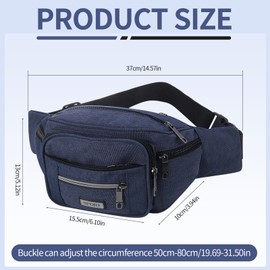 Meng Jiaran 2 Pack Bum Bag, Bumbags for Men Ladies, Blue Black Fanny Pack, Fashion Buckle Design Adjustable Bumbag for Sport Outdoors Walking Running Travel