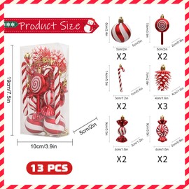 13 Pcs Christmas Ball Ornaments,Christmas Baubles Set Christmas Tree Hanging Decorations Hanging Baubles Balls Ornaments,Xmas Tree Balls Christmas Balls Decoration for Christmas Tree Decoration (Red)