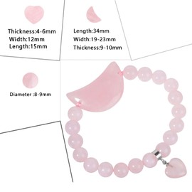 KYEYGWO Natural Moon Crystal Bracelet for Women, Reiki Healing Happiness 8 mm Beads Fashion Bracelet Jewellery Amulet, Rose Quartz Elastic rope Alloys
