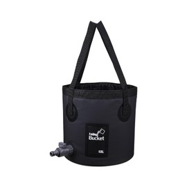 iGreely Folding Bucket, 12L Handy Folding Bucket, Easy to Clean with Tap - Perfect for Plumbing, Cleaning, Camping, Hiking, Fishing (Black, 12L)