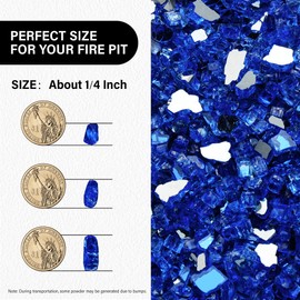 NUPICK 10 Pound Fire Glass, 1/4 Inch Reflective Fire Pit Glass, Tempered Firepit Glass Rock for Propane or Natural Gas, Glass Rocks for Fire Pit Table, Fireplace Glass for Landscaping, Blue