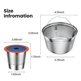 Reusable Coffee Filter For Keurig K Duo,Stainless Steel Reusable 8-12 Cup Basket for K-Duo Essentials and K Duo Brewers Makers, 2 Pack Reusable K Cups and 1 coffee filter