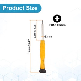 sourcing map 2pcs PH3 Mini Phillips Screwdriver 3mm Shank Cross Head 87mm Length for Small Appliances Repairs, Yellow