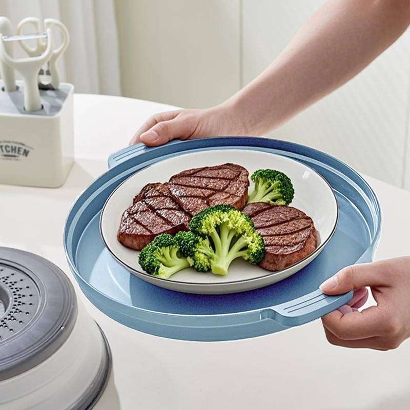 Microwave Splatter Cover, Microwave Cover for Food with Anti-scald Tray,