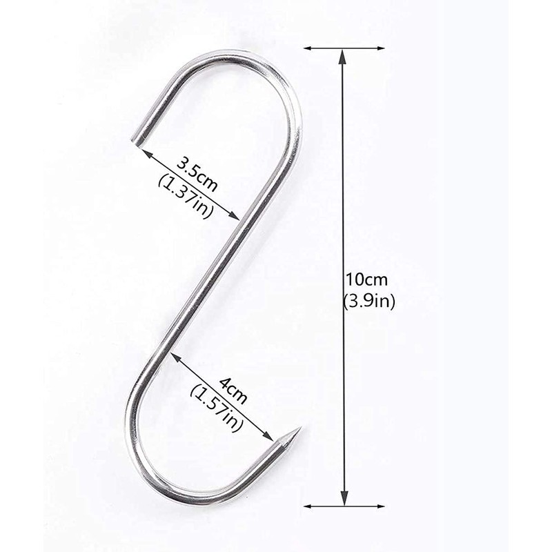 Meat Hooks 4'', Stainless Steel Butcher's Hook(10Pack), Meat Hook Tool