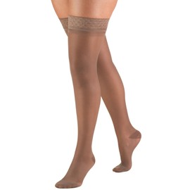 Truform Sheer Compression Stockings, 15-20 mmHg, Women's Thigh High Length, 20 Denier, Taupe, Small