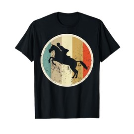 Vintage Retrò di Equitazione Equestre salto ostacoli Cavallo Maglietta