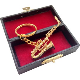 SUNRISE SOUND HOUSE Sunrise Soundhouse Miniature Musical Instrument, Metal, Alto Saxophone, 2.4 inches (6 cm), Ring Included