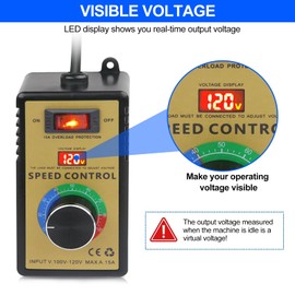 Oubit AC Motor Speed Controller, 120V 15A 4000W Variable Fan Speed Controller Voltage Regulator for Electric Motor with Overload Protection Switch