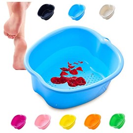 Foot Soaking Bath Basin, Large Plastic Foot Soaking Tub, Foot Massage Sturdy Durable Foot Tub, Getting the Dead/Old Skin Off Your Feet, Pedicure and Massager Tub for at Home Spa (Blue)