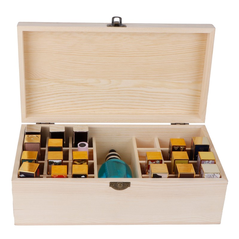 Wooden Essential Oil Storage Box 25 Compartment Storage Box Essential