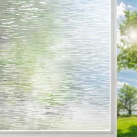 DUOFIRE Window Films for Privacy, Lines Decorative Frosted Window Film, Opaque UV Blocking Window Clings for Glass Windows, Static Cling Window Sticker Glass Film for Home Office, 30 x 200cm