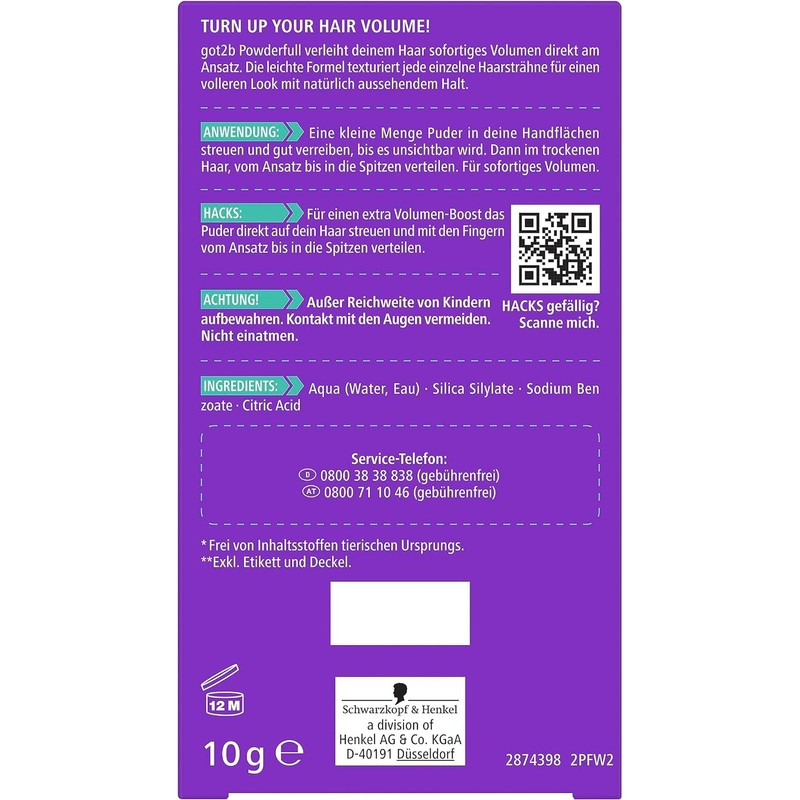 Schwarzkopf got2b Powder'ful Vol Style Powder 10g (2x Pack)