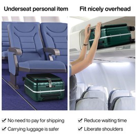 Hanke 16 Inch Underseat Carry On Suitcases with Wheels,Lightweight Hard Shell Carry on Luggage for Weekender,Top Opening Tsa Approved Small Suitcase,Travel Luggage for Womem Men,Dark Green.