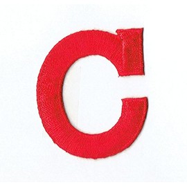 Alphabet Letter - C - Color Red - 2 Inch Block Style - Embroidered Iron on Patch