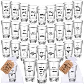 Gejoy 50 Pcs 1.2 oz Wedding Shot Glasses for Guests with Thank You Tags and Organza Bags for Wedding Bridal Party(Black)