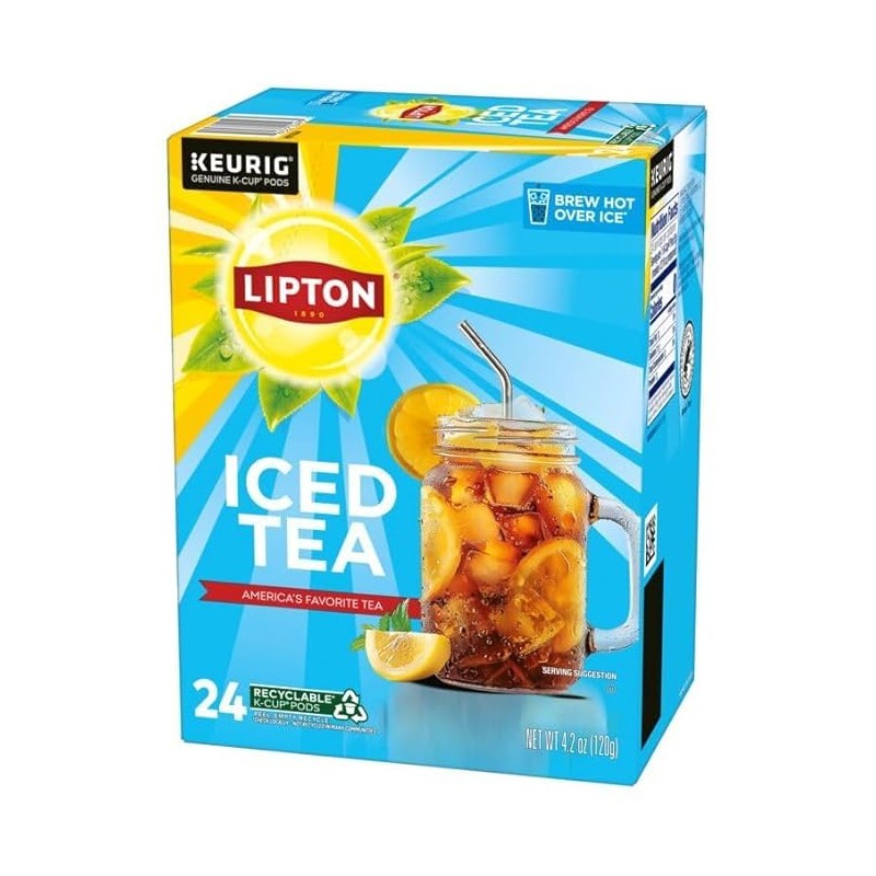 Lipton Unsweetened Black Iced Tea K-Cups 24-Pack for Keurig Coffee