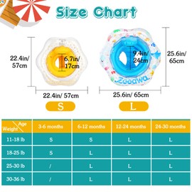 Zooawa Baby Swimming Float, Baby Floats for Pool with Safety Seat,Infant Baby Pool Float No Flip Thicken Swim Training for Baby of 6-30 Months,L,Yellow