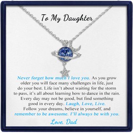 MFTRADING Daughter Gifts from Dad Necklace Birthday Graduation Gifts Never Forget How Much I Love You Inspirational Moon Star Necklace Gift for Women