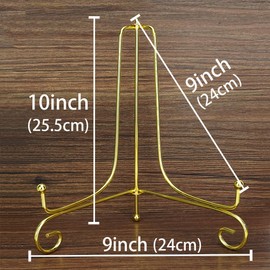 (2 pack)10"Iron Plate Stand, Gold Iron Easel Plate Display Photo Holder Stand, Displays Picture Frames, Cookbooks, Decorative Plates, Tablets and Art
