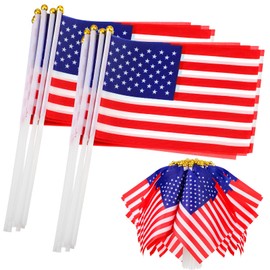 300 Pcs Small American Flags on Stick Plastic 4th of July USA Flag, 5.5 x 8.3 Inch Hand Held Mini Flags for Independence Day Fourth of July Lawn Memorial Day Parades Patriotic Parties (Classic Style)