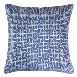 Homey COZY Jacquard Plaid Throw Pillow Cover,Navy Blue Textile Silver Geometric Pattern Decorative Square Couch Cushion Pillow Sham Case 20 x 20 Inch, Cover Only