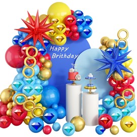 121PCS birthday decorations party supplies Red blue yellow light blue gold Latex Balloons. 2PCS aluminum foil balloons Kids Birthday Baby Shower Party Decoration Supplies