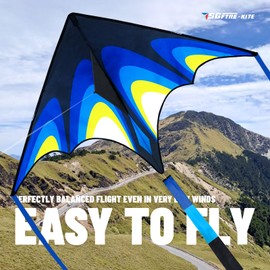 SGftre Delta Kite Easy to Fly,Single Line String with Tail for Beach Flying Kites for Kids and Adults Kites Outdoor Trip Park Family Game (Skyward-Blue)