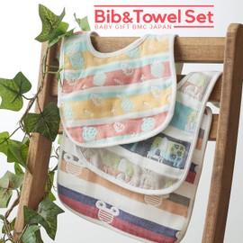 BMC bib. Bib, 6-piece Towel, 3-Piece Set, Bib, 100% Cotton, Soft, 6-Layer, Gauze, U-Shaped (Multicolor)