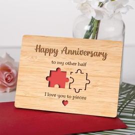 Happy Anniversary Card - Bamboo Anniversary Card for Husband, 25th Wedding Anniversary Card for Him, 1st 20th 50th 10th Wedding Anniversary Card for Couple, Husband Anniversary Card for Wife