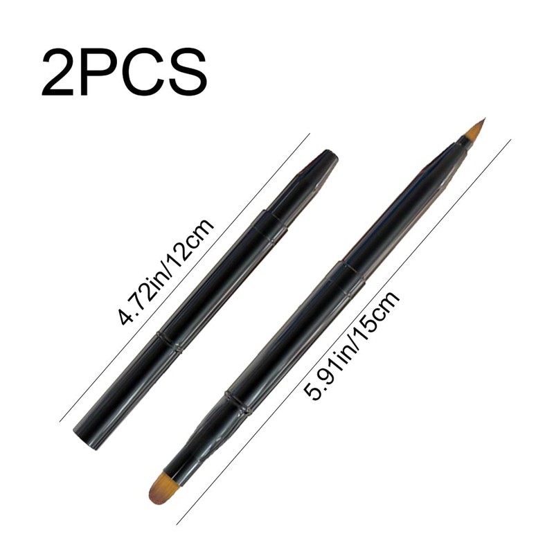 YongXiangPeng 2 Pcs Dual End Lipstick Brushes Portable Retractable Lip