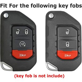 Tukellen for Jeep Key Fob Cover Premium Soft Full Protection Key Shell Key Case Compatible with 2020-2026 Gladiator JT Sahara JLU 2018-2026 Wrangler JL JLU Rubicon(Pink)