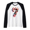 Candy Cane Seven Christmas Cheer Raglan Baseball Tee