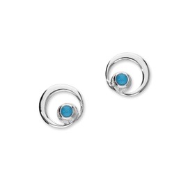 Ortak 925 Sterling Silver Stud Turquoise Earrings December Sagittarius Zodiac Birthstone Handmade Scottish Fine Jewellery of Scotland for Women