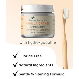 Nelson Naturals Pasta Dental con Hidroxiapatita – 93 g – Vainilla Naranja – Remineralizante y Detox con Arcilla Bentonita – 100% Natural y Cruelty-Free