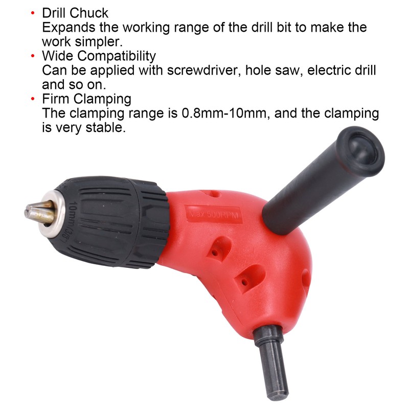 Drill Chuck Keyless 90 Degree 9.3mm Round Handle 0.8‑10mm Clamping