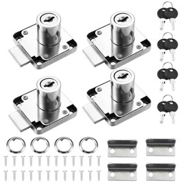 Lpraer Pack of 4 Cabinet Lock Cylinder Furniture Lock with Same Key Mailbox Lock Drawer Lock Safety Lock Cam Lock 20 mm for Drawers Cupboards Desk
