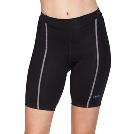 Terry Bella Short (Regular) - Women's 8.5 Inch Inseam Padded Cycling Shorts - Silicone Leg Band & Flex Air Chamois, Black/Gray - Large