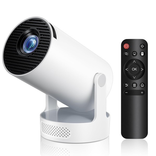 Kimwood Projector with Upgraded Base Speaker, [Built-in Apps] Mini Portable