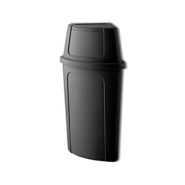 Zedfire 21 Gallon Black Plastic Recycling Bin with Push Door Lid, Commercial Durable Trash Can